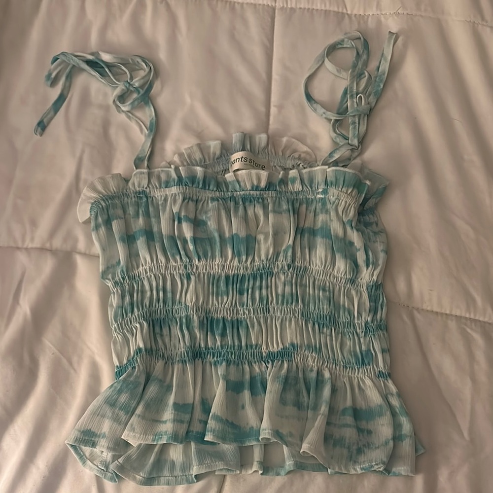 Green Smocked Ruffled Camisole